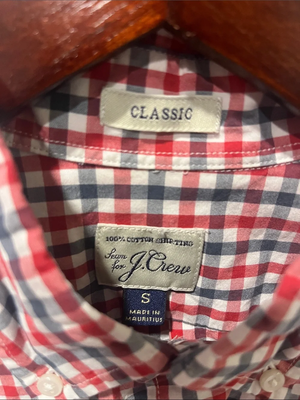 J. Crew Red, Navy & White Gingham Button-Down Shirt